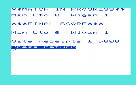 Football Manager Screenshot 5 (Commodore Vic 20)