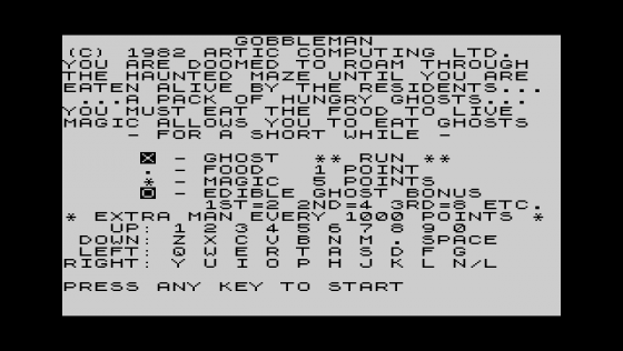 Gobbleman Screenshot 1 (Sinclair ZX81)