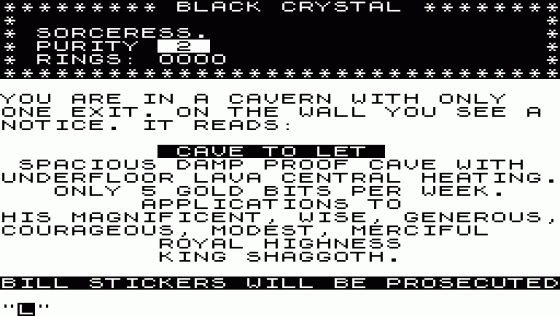 Black Crystal Screenshot 5 (Sinclair ZX81)