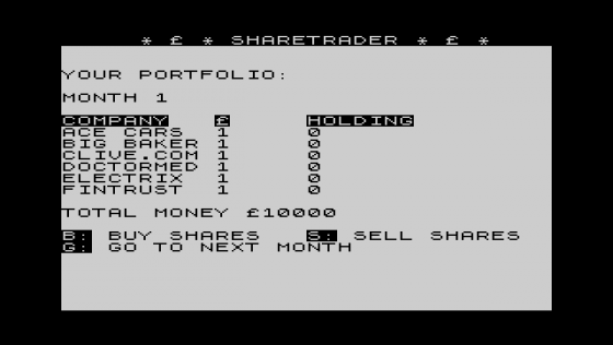 ZX81 Sharetrader Screenshot