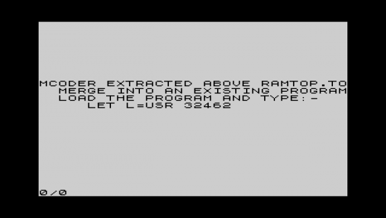 MCoder II Screenshot 1 (Sinclair ZX81)