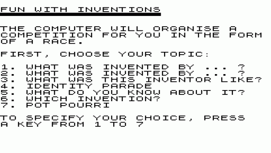 Inventions 1 Screenshot 1 (Sinclair ZX81)