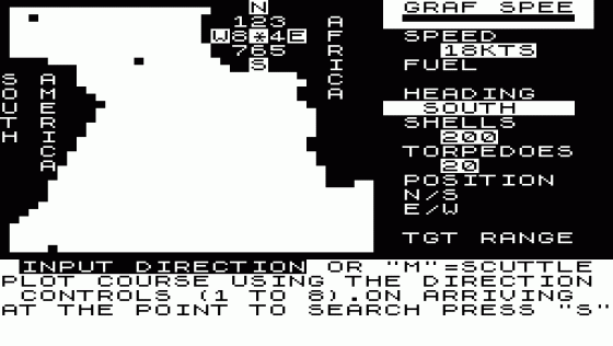 Admiral Graf Spee Screenshot 1 (Sinclair ZX81)