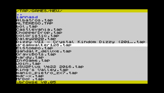 ZX-UNO File Browser Screenshot