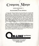 Cranston Manor Back Cover