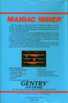 Maniac Miner Back Cover