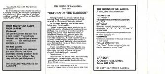 The Rising Of Salandra Back Cover