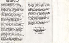 Jet Set Willy Back Cover