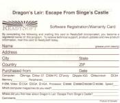 Dragon's Lair: Escape From Singe's Castle Inner Cover