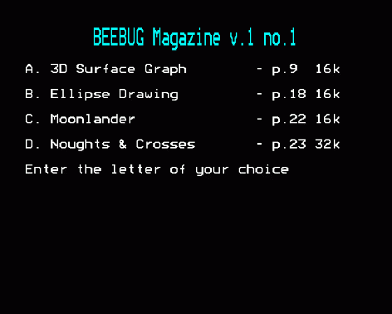 Beebug Volume 1 Number 1