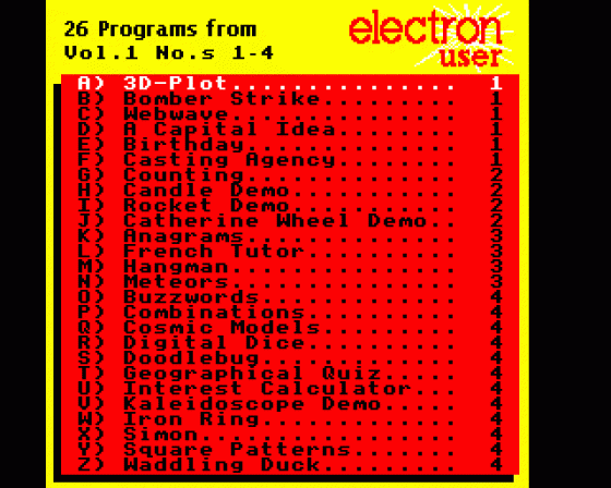 26 Programs From Electron User 1.01-1.04